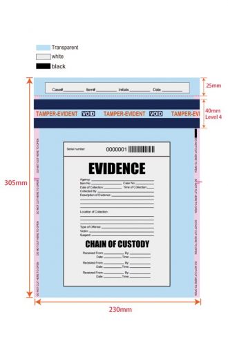 Plastic Evidence Bag, Clear, Self-Sealing, Pack of 25