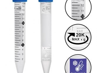 ProSeries™ High-Performance Centrifuge Tubes with FreezeTech™ Temperature Indicator, Sterile, 15 mL, 20 Eco-Plastic Racks of 25 (500 tubes total)