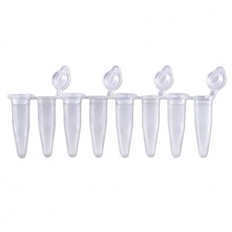 PureAmp™ PCR 8-Strips, 0.2 mL, with Attached Individual Flat Caps, Pack of 120
