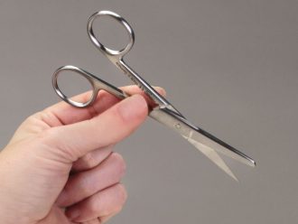 Surgical Scissors, Stainless-Steel, Sharp/Blunt, Straight, 5 in