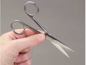 Surgical Scissors, Stainless-Steel, Sharp/Sharp, Straight, 5 in