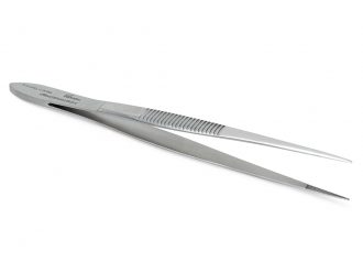 Forceps, Stainless-Steel, Fine Points, Straight, 4 1/2 inches