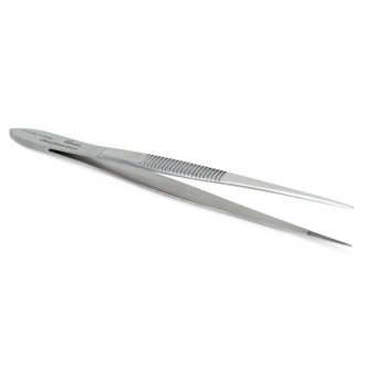 Forceps, Stainless-Steel, Fine Points, Straight, 4 1/2 inches