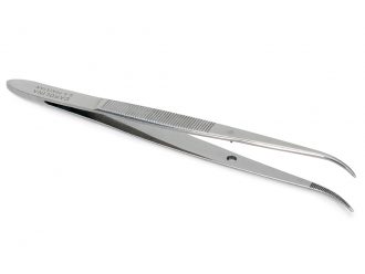 Dissecting Forceps, Fine Points, Stainless Steel, Curved, 4 1/2 in