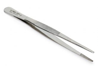 Forceps, Stainless-Steel, Blunt Points, Straight, 4 1/2 in