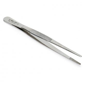 Forceps, Stainless-Steel, Blunt Points, Straight, 4 1/2 in