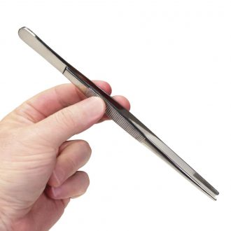 Specimen Forceps, Stainless Steel, Straight, 8 in