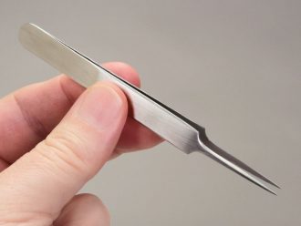 Microdissection Forceps, Stainless Steel, Smooth Handle, Extra-Fine Points, Straight, 4-1/4''