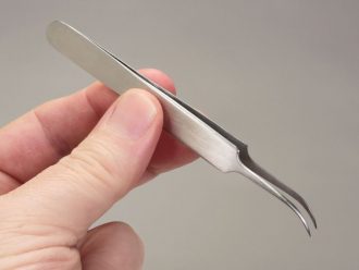 Microdissection Forceps, Stainless Steel, Smooth Handle, Extra-Fine Points, Curved, 4-1/2''