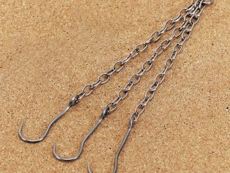 Triple Hooks and Chains, Nickel, 6 in
