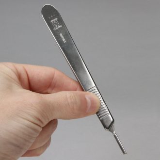 Surgeon's Scalpel Handle, No. 3, Stainless Steel, Uses Blades No. 10-12, 15