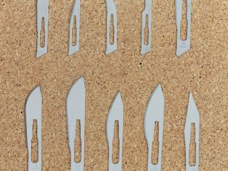 Scalpel Blades, Carbon Steel, Nonsterile, No. 10, Fits Handle No. 3, Pack of 4