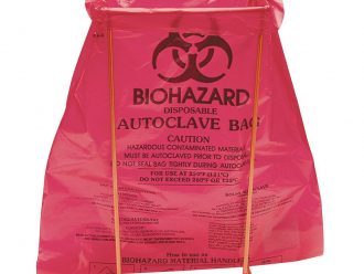 Benchtop Biohazard Disposal Bags with Holder, Box of 100