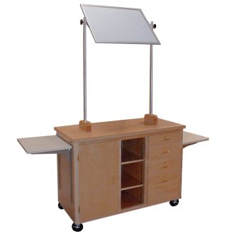 Mobile Demonstration Bench with Mirror, Oak