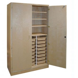 Tote Tray Storage Cabinet, Oak