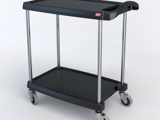Utility Cart, Advanced Design, Black, 2-Shelf, 18-7/16 x 31-7/16 x 35-3/8''