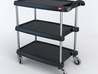 Utility Cart, Advanced Design, Black, 3-Shelf, 18-7/16 x 31-7/16 x 35-3/8''