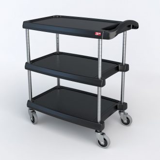Utility Cart, Advanced Design, Black, 3-Shelf, 18-7/16 x 31-7/16 x 35-3/8''