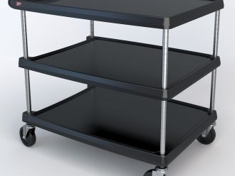 Utility Cart, Advanced Design, Black, 3-Shelf, 27-11/16 x 40-1/4 x 36-5/8''