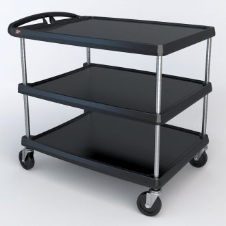 Utility Cart, Advanced Design, Black, 3-Shelf, 27-11/16 x 40-1/4 x 36-5/8''