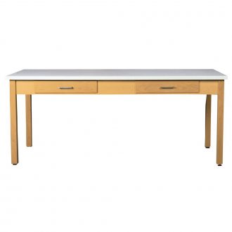 Planning Table, 2-Drawer, Almond Plastic-Laminate Top (140 lb)