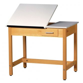 Drawing Table with Center Drawer, 30'' H, 1-Piece Adjustable Top