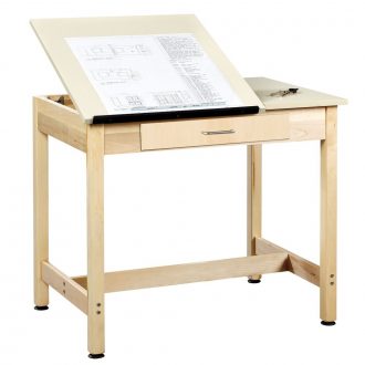 Drawing Table with Center Drawer, 30'' H, 2-Piece Adjustable Top
