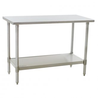 Flattop Stainless Steel Work Table with Galvanized Steel Legs and Undershelf, 24 x 36''