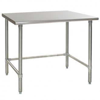 Flattop Stainless Steel Work Table with Galvanized Steel Tubular Base, 30 x 60''