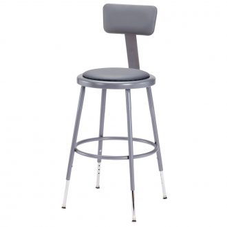 Upholstered Seat Stool with Backrest 19 to 27'' H