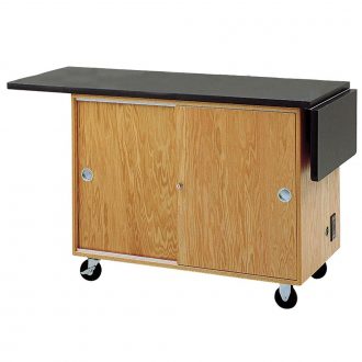 Mobile Lab Table with Drop Leaves and Flat Top