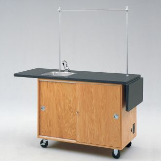 Mobile Lab Table with Drop Leaves and Water and Upright Assemblies
