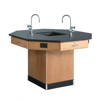 Octagonal Workstation with Pedestal Base and 56''-Diam Top