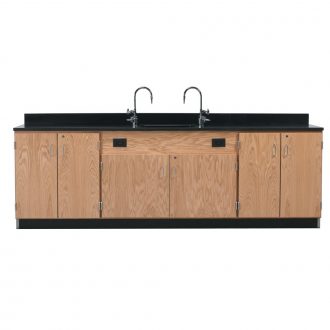Wall Service Bench with 8 Full-Length Drawers