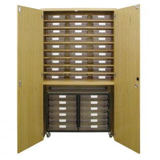 Tote Tray Storage Cabinet with Mobile Tote Tray Cart Bundle (443 lbs.)