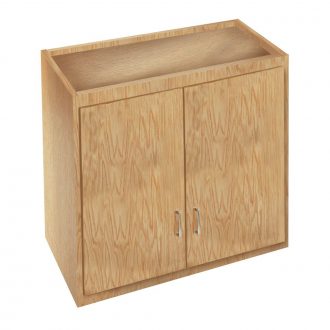 Wall-Mounted Storage Cabinet with Oak-Framed Glass Doors, 30'' W x 12'' D x 30'' H