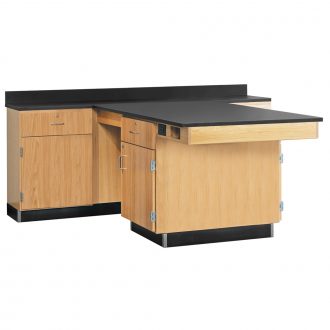 Perimeter Workstation with Drawer over Doors on All Cabinets with Flat Top
