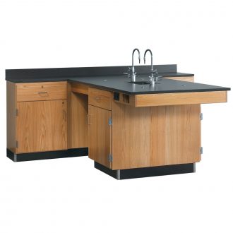 Perimeter Workstation with Drawer over Doors on All Cabinets