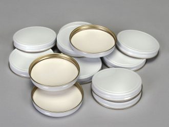 Screw Caps, White Enamel Metal, 89 mm, Pack of 12