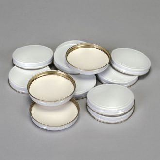 Screw Caps, White Enamel Metal, 89 mm, Pack of 12