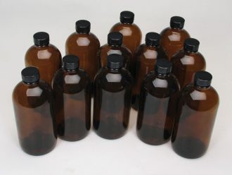 Wheaton Redi-Pak Amber Boston Rounds with Caps, 1 oz (30 mL), Case of 48