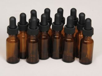Dropping Bottle, Amber, Round, 1/2 oz, Pack of 12