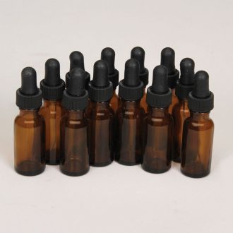 Dropping Bottle, Amber, Round, 1/2 oz, Pack of 12