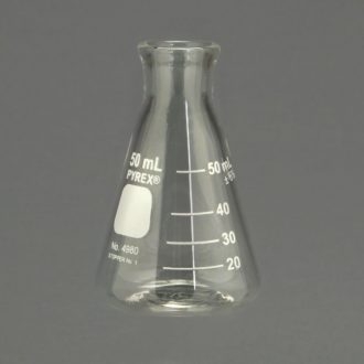 Pyrex® Glass Erlenmeyer Flask, Measuring, 50 mL, Case of 48
