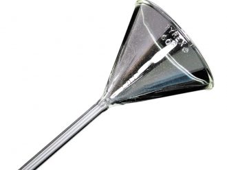 Pyrex® Short-Stem, Fluted, 60-Degree Angle Funnel, 100 x 9 mm