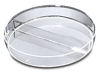 Petri Dish, Polystyrene, Sterile, I Plate, Two 25-mL Compartments, Pack of 20