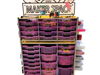 TeacherGeek® Maker Cart 2.0 with Makerspace Sign, Blueberry