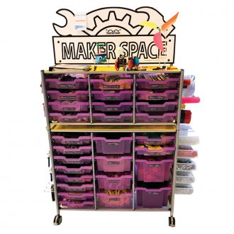 TeacherGeek® Maker Cart 2.0 with Makerspace Sign, Blueberry