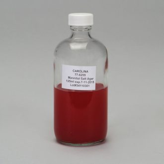 Mannitol Salt Agar, Prepared Media Bottle, 125 mL