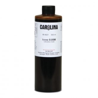 Iodine Solution, 0.05 M (1.3%), Aqueous, Laboratory Grade, 500 mL